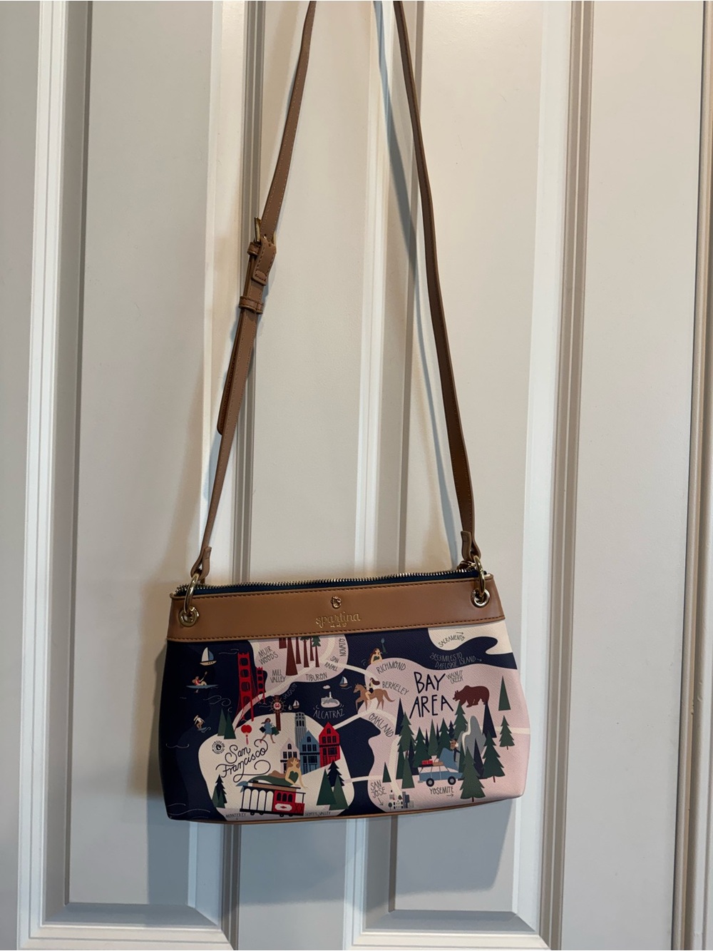 Spartina 449 Navy, Pink & Tan Bay Area Printed Crossbody